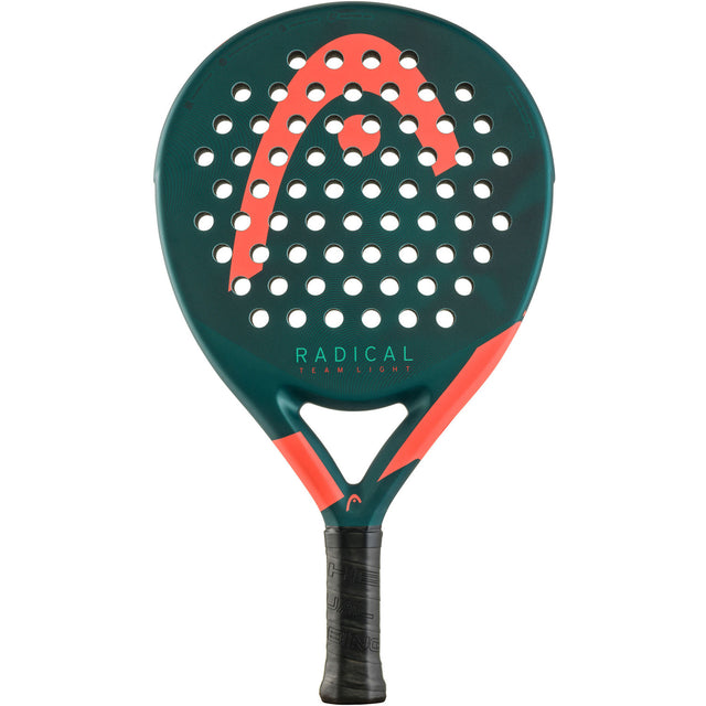 HEAD Radical Team Light 2026 padelracket in donkergroen met koraalrood, vooraanzicht
