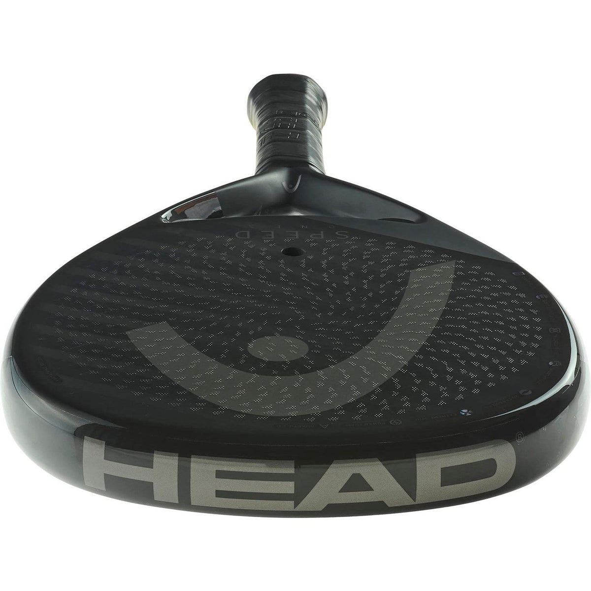 Bovenaanzicht van het Head Speed One X 2025 met grijs HEAD-logo op de zwarte framerand