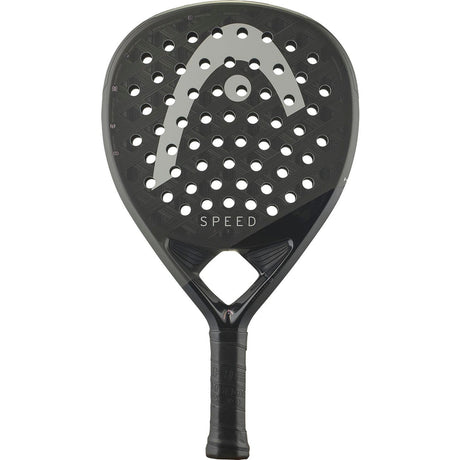 Head Speed Pro 2025 padelracket in zwart met zilvergrijs Head-logo, vooraanzicht