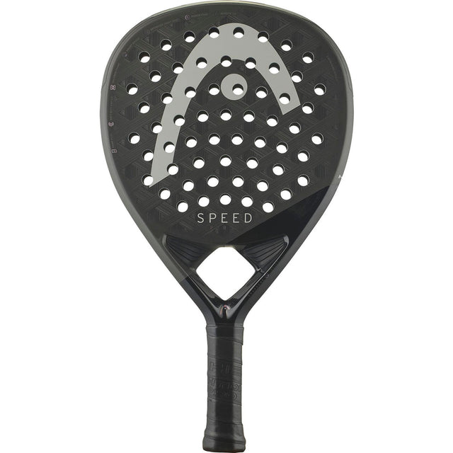 Head Speed Pro 2025 padelracket in zwart met zilvergrijs Head-logo, vooraanzicht