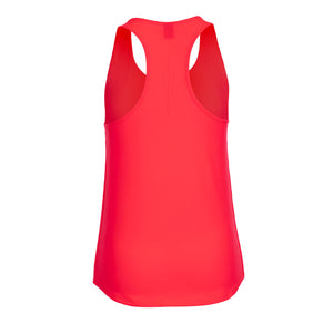 Achterzijde van de koraalrode Breeze tanktop met racerback
