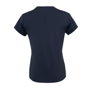 Achterzijde van het donkerblauwe Indian Maharadja Breeze T-shirt, plat gelegd