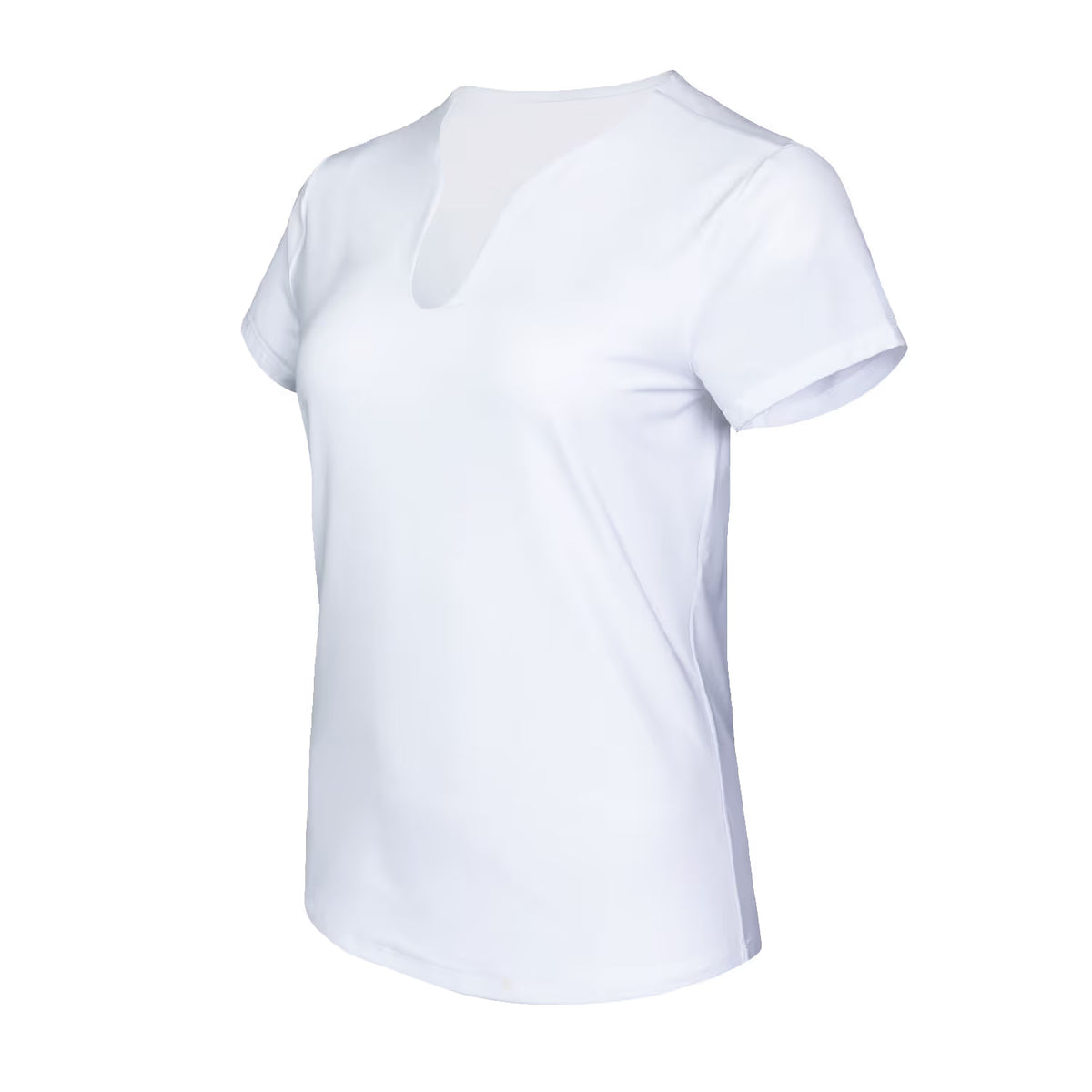 Schuin zijaanzicht van het witte Indian Maharadja Breeze T-shirt met V-hals