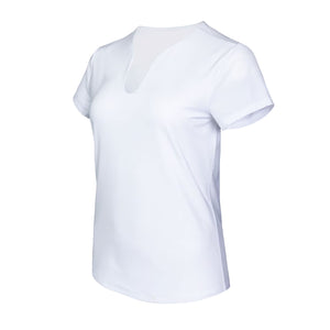 Schuin zijaanzicht van het witte Indian Maharadja Breeze T-shirt met V-hals