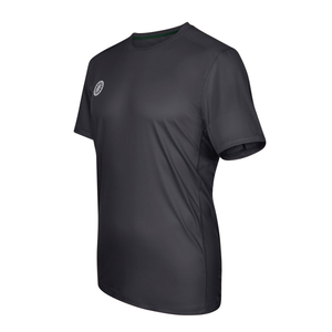 Zijaanzicht van het donkergrijze Agility T-shirt met logo