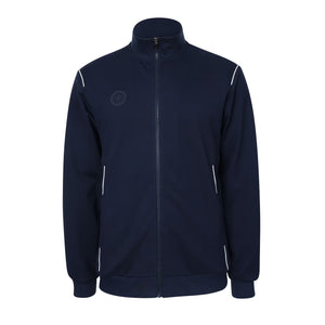 Indian Maharadja Men Track Jacket Navy, donkerblauw trainingsjack met witte biezen, vooraanzicht