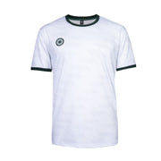 Indian Maharadja Pique Printed Tee Lush Green, gebroken wit sportshirt met donkergroene hals- en mouwboorden