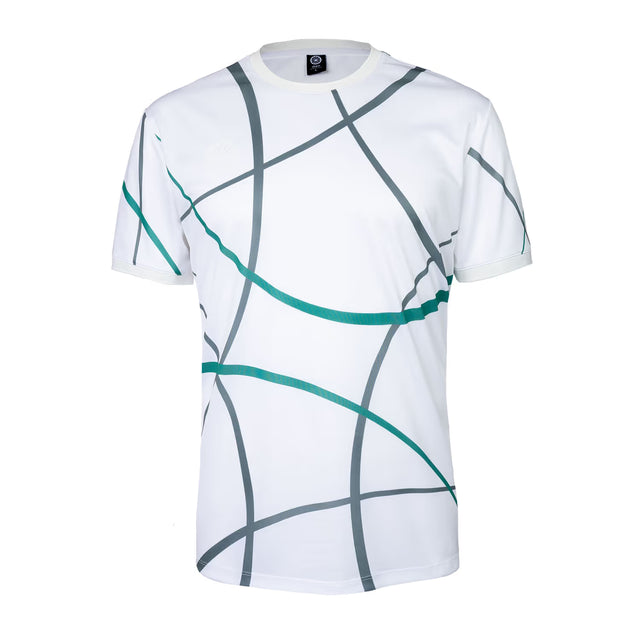 Indian Maharadja Smash T-shirt in wit met groene en grijze lijnenprint