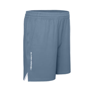 Zijaanzicht van de grijsblauwe Indian Maharadja Ripstop short met zijsplit