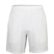 Vooraanzicht van de witte JDH Carbon Pro jongensshort met elastische taille