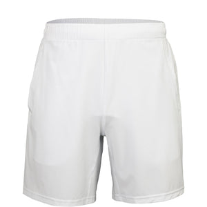 Vooraanzicht van de witte JDH Carbon Pro jongensshort met elastische taille