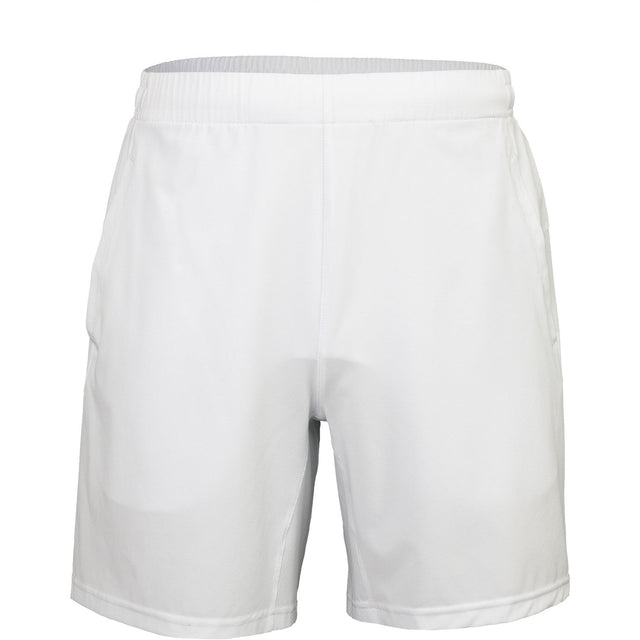 Vooraanzicht van de witte JDH Carbon Pro jongensshort met elastische taille