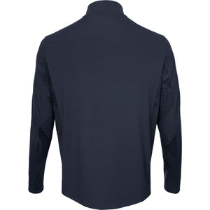 Achteraanzicht van het antracietgrijze Carbon Pro jack met lange mouwen en opstaande kraag