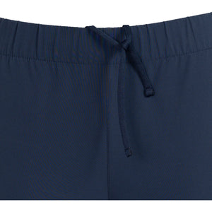 Detail van de donkerblauwe tailleband met trekkoord van de JDH Carbon Pro Light broek