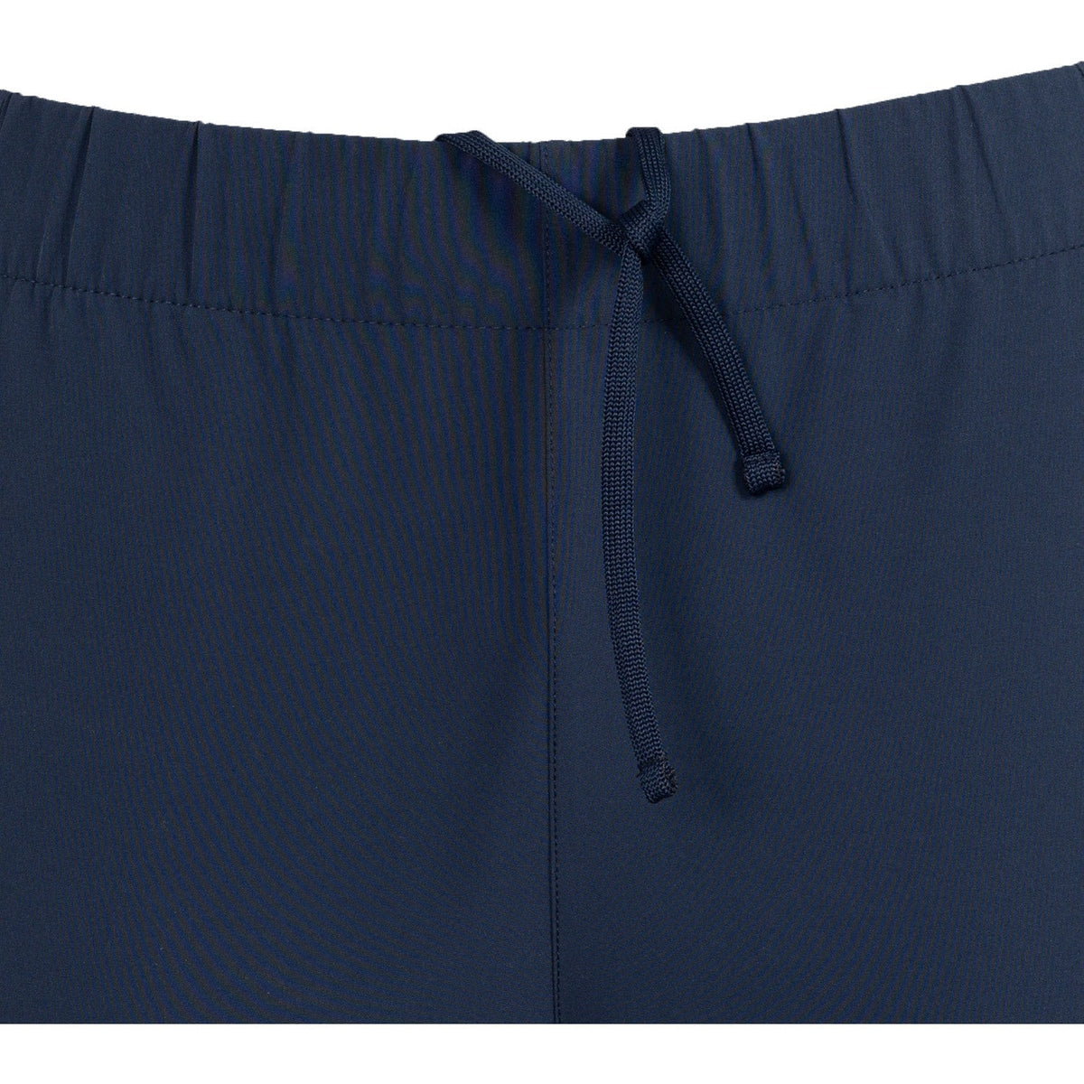 Detail van de donkerblauwe tailleband met trekkoord van de JDH Carbon Pro Light broek
