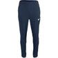 Vooraanzicht van de donkerblauwe JDH Carbon Pro Light broek met wit logo op de dij