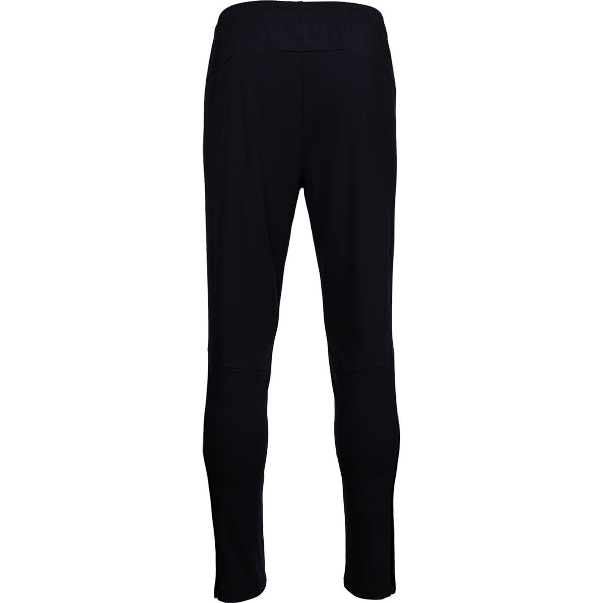 Achteraanzicht van de zwarte Carbon Pro broek met smalle, taps toelopende pijpen