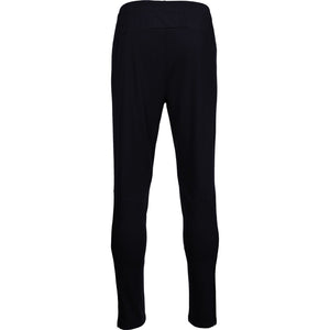 Achteraanzicht van de zwarte Carbon Pro broek met smalle, taps toelopende pijpen