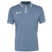 JDH Carbon Pro polo voor heren in grijsblauw, vooraanzicht met witte biezen