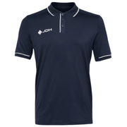 JDH Carbon Pro polo voor heren in marineblauw, vooraanzicht met witte biezen