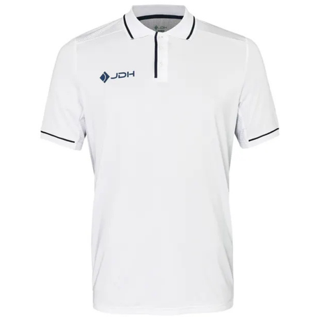 Witte JDH Carbon Pro polo voor heren met zwarte knoopsluiting en logo