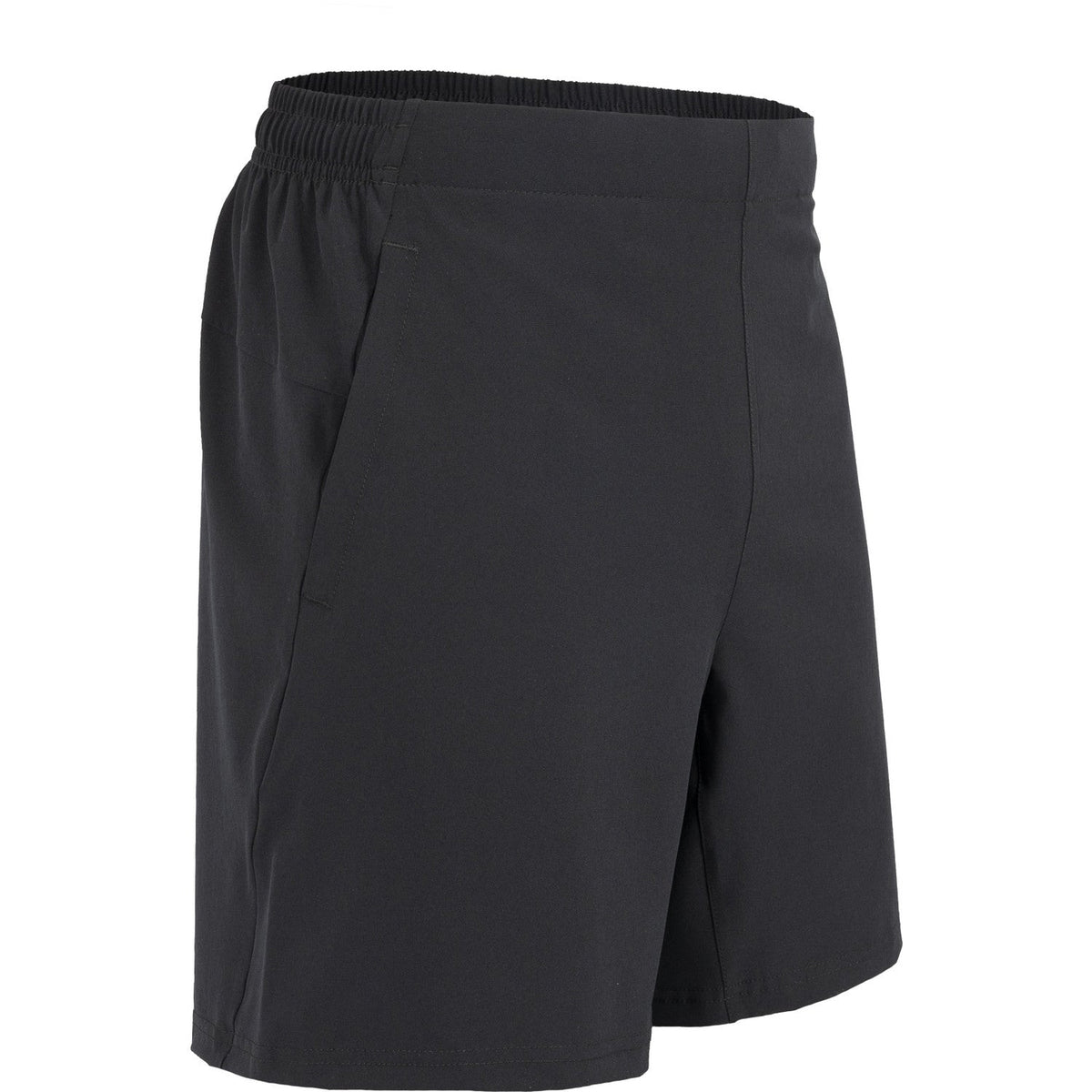 Zwarte JDH Carbon Pro short voor heren, schuin vooraanzicht met split