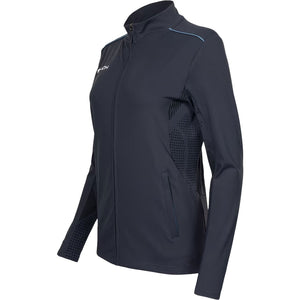 Zijaanzicht van het grijze JDH Carbon Pro damesjack met geribd zijpaneel