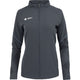Vooraanzicht van het grijze JDH Carbon Pro Light damesjack met rits en wit logo