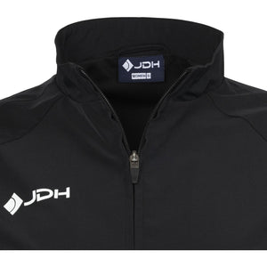 Detail van de zwarte kraag met JDH label en rits van het Carbon Pro Light damesjack