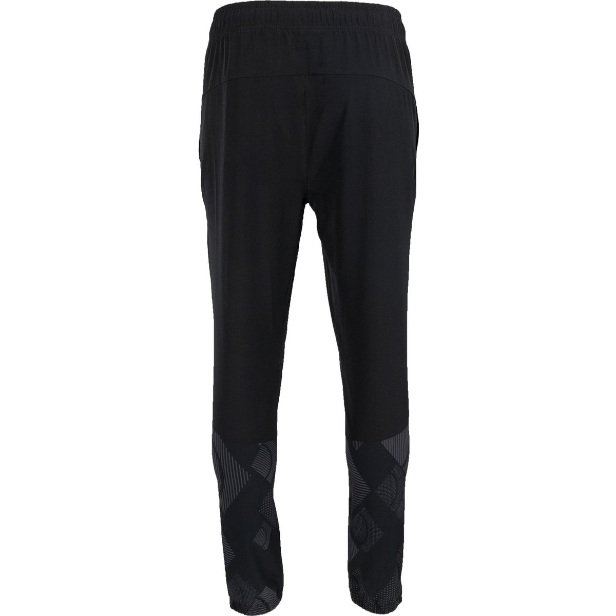 Achteraanzicht van de zwarte Carbon Pro Light damesbroek met patroon onderaan de pijpen