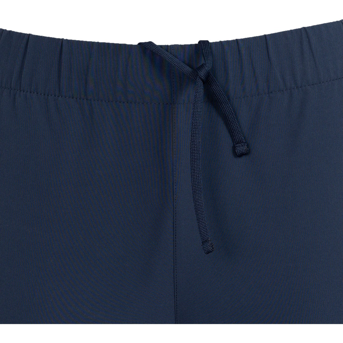 Detail van de donkerblauwe tailleband met trekkoord van de Carbon Pro Light damesbroek