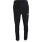 Vooraanzicht van de zwarte JDH Carbon Pro Light damesbroek met wit logo op de dij