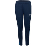 Vooraanzicht van de donkerblauwe JDH Carbon Pro damesbroek met wit logo op de dij