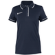 JDH Carbon W Pro polo voor dames in marineblauw, vooraanzicht met witte biezen