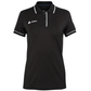 JDH Carbon W Pro polo voor dames in zwart, vooraanzicht met witte biezen