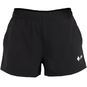 Vooraanzicht van de zwarte JDH Carbon Pro damesshort met klein logo op de rechterpijp