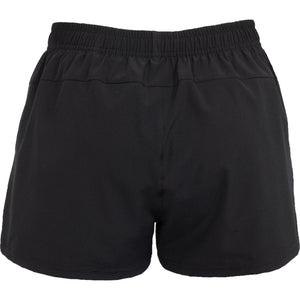 Achteraanzicht van de zwarte Carbon Pro damesshort met elastische taille en zoom