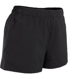 Zijaanzicht van de zwarte JDH Carbon Pro damesshort met steekzak langs de zijnaad