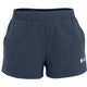 Vooraanzicht van de donkerblauwe JDH Carbon Pro damesshort met logo op de rechterpijp