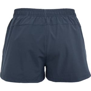 Achteraanzicht van de donkerblauwe Carbon Pro damesshort met elastische tailleband