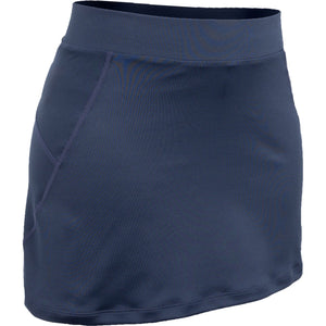 Zijaanzicht van de donkerblauwe JDH Carbon Pro damesrok met overslagpand