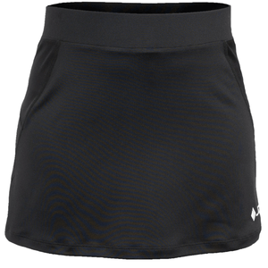 Vooraanzicht van de zwarte JDH Carbon Pro damesrok met brede tailleband en logo