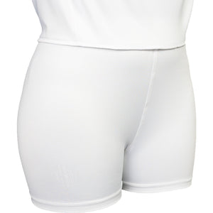 Detail van de witte ingenaaide binnenshort onder de JDH Carbon Pro damesrok