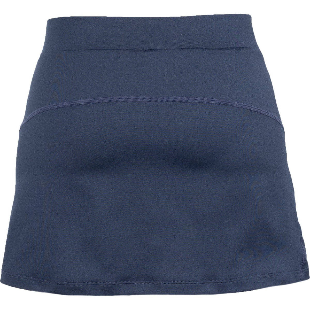 Achteraanzicht van de donkerblauwe Carbon Pro damesrok met brede tailleband