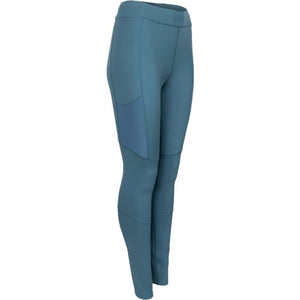 Zijaanzicht van de blauwgroene JDH Carbon Pro damestight met zijpaneel op de dij