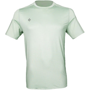 Vooraanzicht van het mintgroene JDH Graphic T-shirt met stippenprint en ronde hals