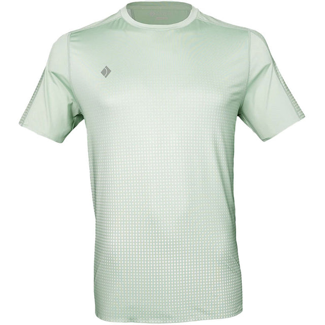 Vooraanzicht van het mintgroene JDH Graphic T-shirt met stippenprint en ronde hals