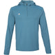 Vooraanzicht van de petrolblauwe JDH Hooded Midlayer met capuchon en korte rits