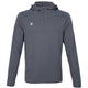 Vooraanzicht van de grijze JDH Hooded Midlayer met capuchon en logo op de borst