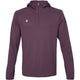 Vooraanzicht van de pruimkleurige JDH Hooded Midlayer met capuchon en korte rits